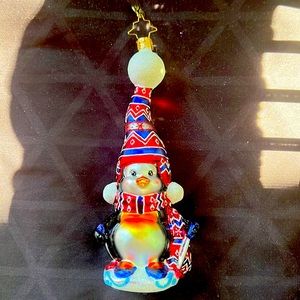 Christopher Radko Christmas penguin ornament.